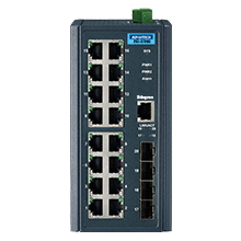 16-port 10/100/1000Mbps + 4SFP Industrial Unmanaged Ethernet Switch, Wide Temp